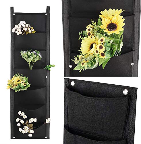LITLANDSTAR Hanging Planter Bags, 2 Pack 7 Pocket Vertical Wall Planter, Indoor/Outdoor Gardening, Black