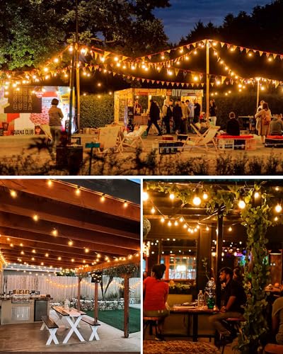 btfarm 36M/120FT Outdoor Festoon Lights Mains Powered【Timer & Dimmable】50-3 LED Garden String Lights with Shatterproof G40 Bulbs,Waterproof Indoor Outside Lights for Yard Wedding Christmas Patio Party