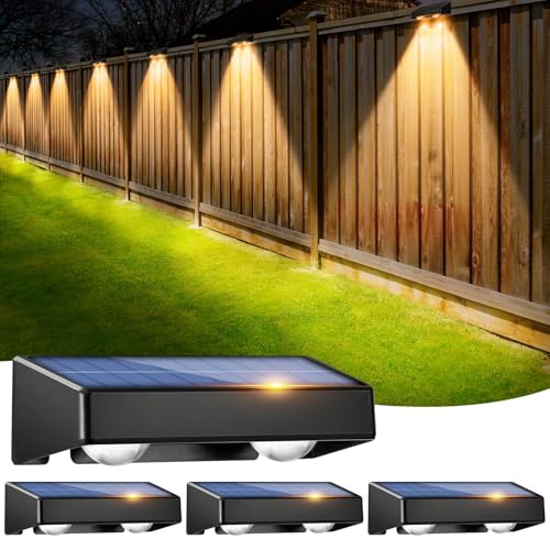 sununiny Solar Fence Lights Outdoor Garden,4 Pack Wall Lights Outdoor IP65 Waterproof,9 Colors 11 Modes RGB Garden Fence Lights Solar Powered for Outside Backyard,Pathway,Yard