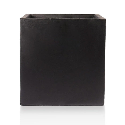 IDEALIST 50cm Large Square Planter for Trees | Black Reinforced Stone Flower Pot with Drainage Holes L50 W50 H50.5 cm, 92 litres