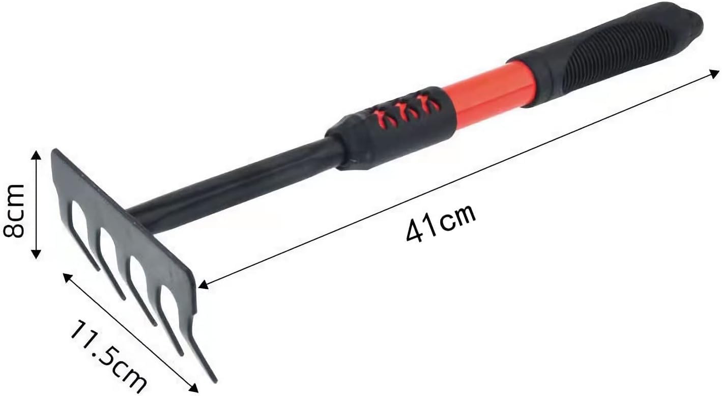 PlushPlumage Hand Garden Rake,Rake for Gardening,Soil Rake,Heavy Duty Carbon Steel Mini Hand Gardening Tools