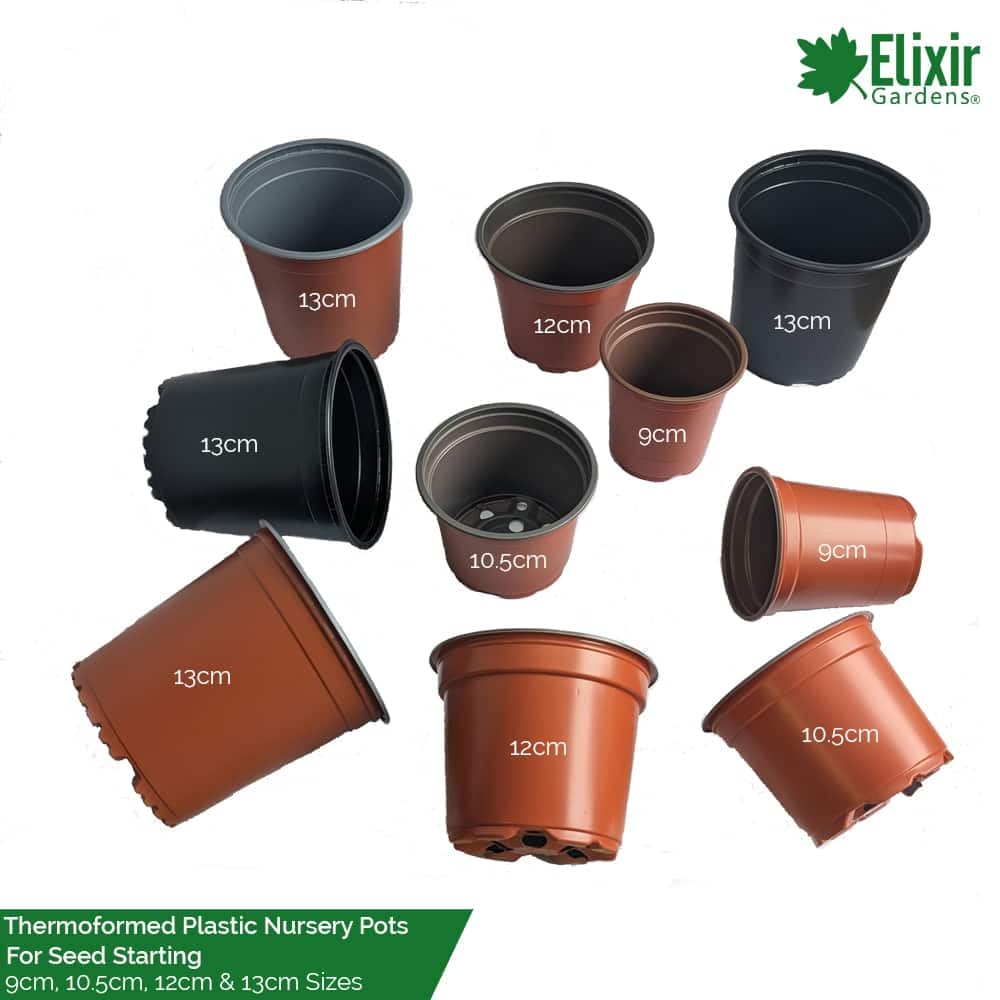 Elixir Gardens 9cm Thermoformed Seed Starting Seedling Terracotta Recycled Plastic Plant Pot/Flower Pots x 100…