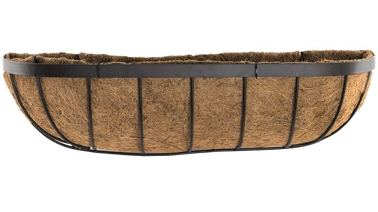 Siam Express Metal Wall Coco Liner Trough Basket Planter Window Sill Boxes Natural Coconut Planter Outdoor Plant Garden Decor (30")