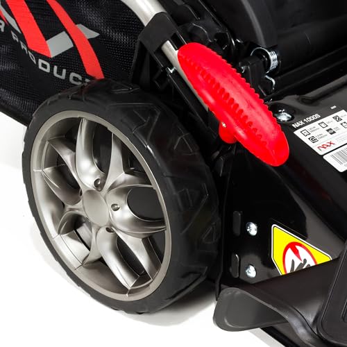 NAX POWER PRODUCTS 1000S self-propelled lawn mower with Briggs & Stratton combustion engine of 125 cm3 capacity, 450E series, mowing width 42 cm 45-litre basket deck cleaning system