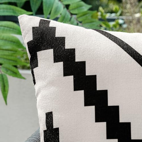 MIULEE 4 Pack Cushion Covers Outdoor Waterproof Throw Pillow Cover Home Pillow Case Pillowcases for Tent Park Bed Sofa Chair Bedroom Decorative Balcony 45x45cm 18x18inch Black