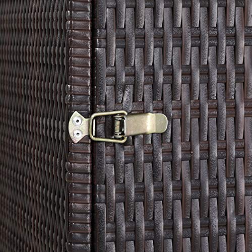 CASARIA® Wheelie Bin Storage Hideaway | Outdoor Bin Screen | Brown Poly Rattan | Lockable | Hinged Lid for Easy Access | Garden Shed Dustbin Rubbish Cover | 240L | 115 x 65 x 80cm
