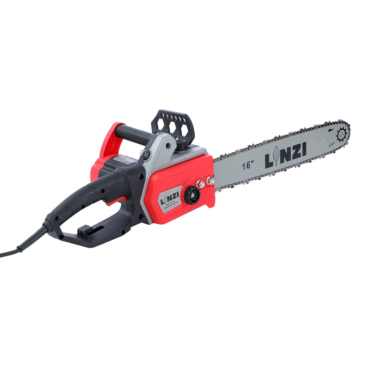 LINZI Electric Chainsaw 1300W 16-Inch Guide Bar and Blade Chain, Portable Corded Chain Saw with Extra Chain for Garden Trees Wood Cutting 101732