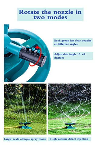 WISDOMWELL Garden Sprinkler Automatic Lawn Water Sprinkler 360 Degree 3 Arm Rotating Sprinklers System for Watering Your Lawn Plants Flowers Veggies and More