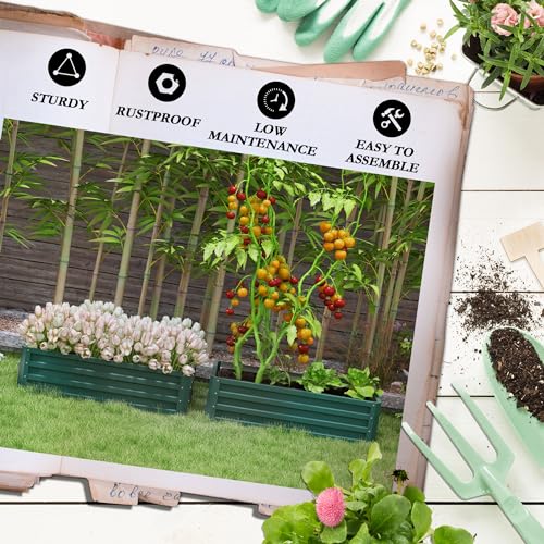 Outsunny Steel Raised Beds for Garden Set of 2, Outdoor Elevated Planter Box, Easy-to-assemble, for Growing Flowers, Herbs and Vegetables, Green