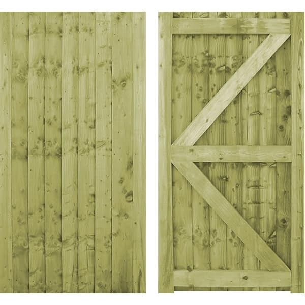 MD Carpentry Wooden Featheredge Garden Gate, Pressure Treated, 180cm High x 90cm Wide x 6cm Deep, Green, Contemporary Garden Style