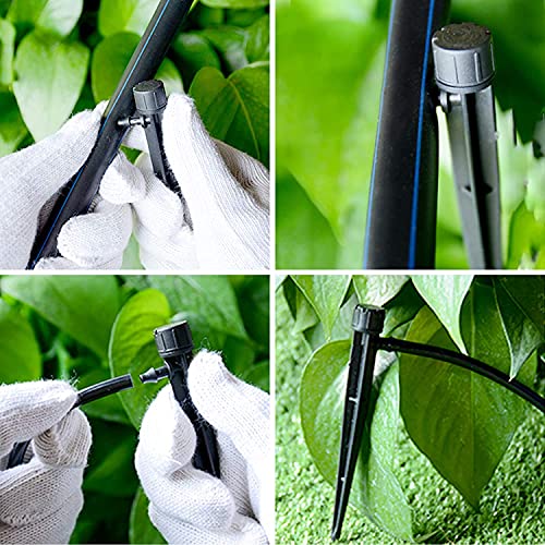 KAHEIGN 60Pcs Water Irrigation Drippers, 8 Holes Adjustable Drip Emitters Micro Flow Drip Irrigation 360 Degree Watering System for 4mm /7mm Tube