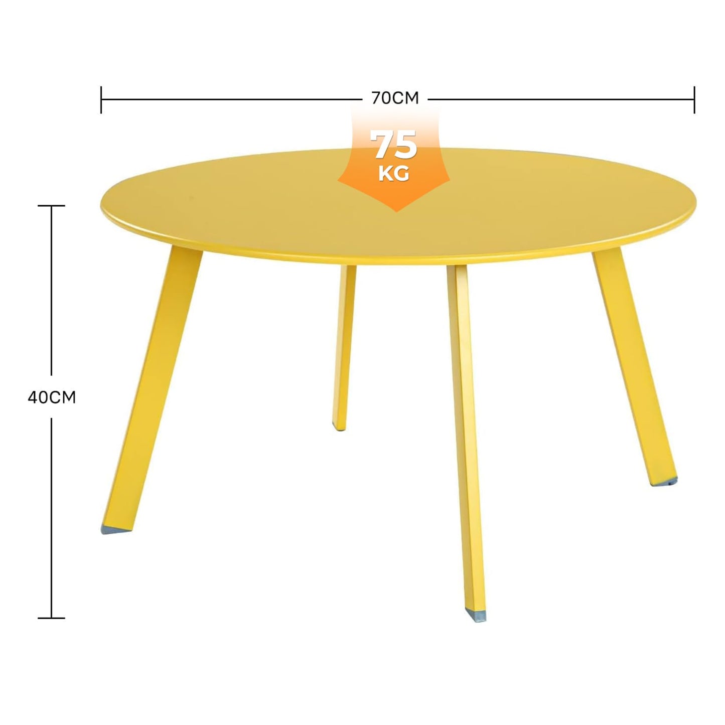 Grand patio Coffee Table Side Table Round End Table for Outdoor 70CM X 70 CM Lightweight Beside Table for Garden Terrace Living Room Office Outdoor Indoor Balcony -Yellow