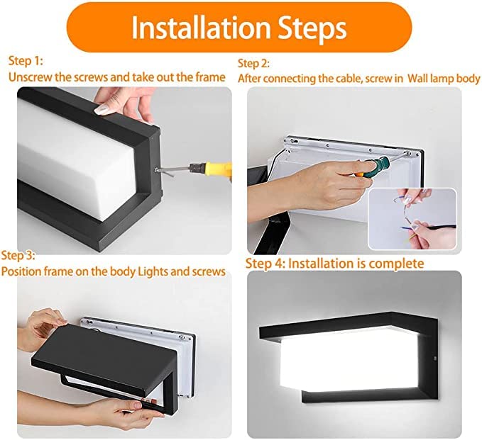 CANMEIJIA Outdoor Wall Lights Front Door Lights, 6500K 18W IP44 Waterproof LED Black Wall Lights Indoor,Aluminium Outside Lights Wall Lamp,Wall Lighting Fixtures Wall Lights for Living Room,Bedrooms