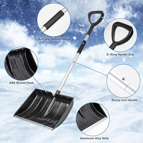 LESOLEIL Snow Shovel for Driveway Car Garage Home Snow Removal, Heavy Duty 48inch Long Large Capacity Portable Folding Snow Shovel for Garden Car Camping Outdoor