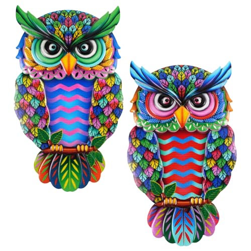 Weysoo Metal Owl Wall Art Decor – Pack of 2