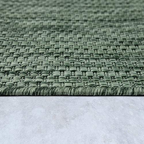 Paco Home Outdoor Weatherproof Rug for Living Room/Balcony/Kitchen, Flat Weave, Sisal Look, Mottled, Plain, Size: 120 x 160 cm, Colour: Green