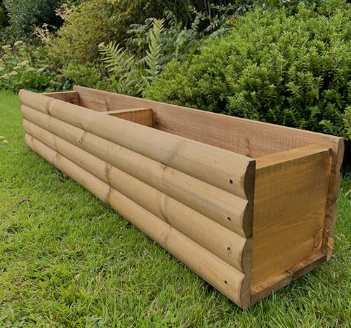 Ruddings Wood 120cm Log Style Wooden Trough Planter