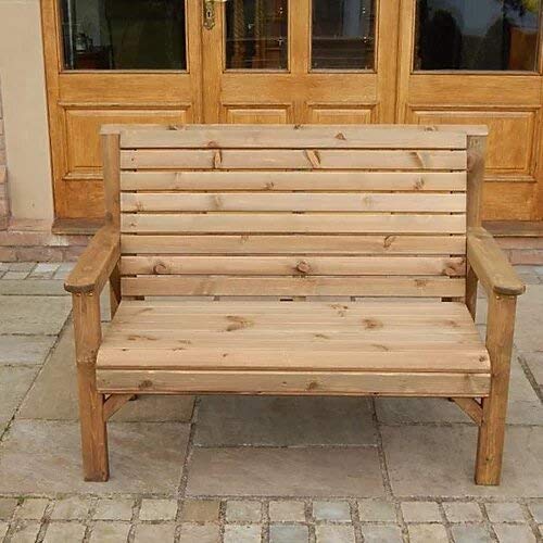 STAFFORDSHIRE GARDEN FURNITURE Chunky Solid Wooden Garden Bench, Tan, Wood Legs