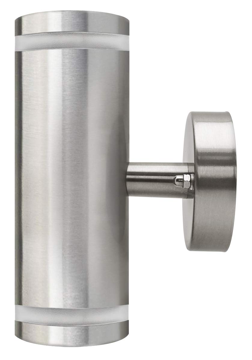 Long Life Lamp Company 2 x Exterior Outdoor Up Down Wall Light IP65 Transparent Diffuser Stainless Steel ZLC308-F Use with LED GU10 Bulb Only