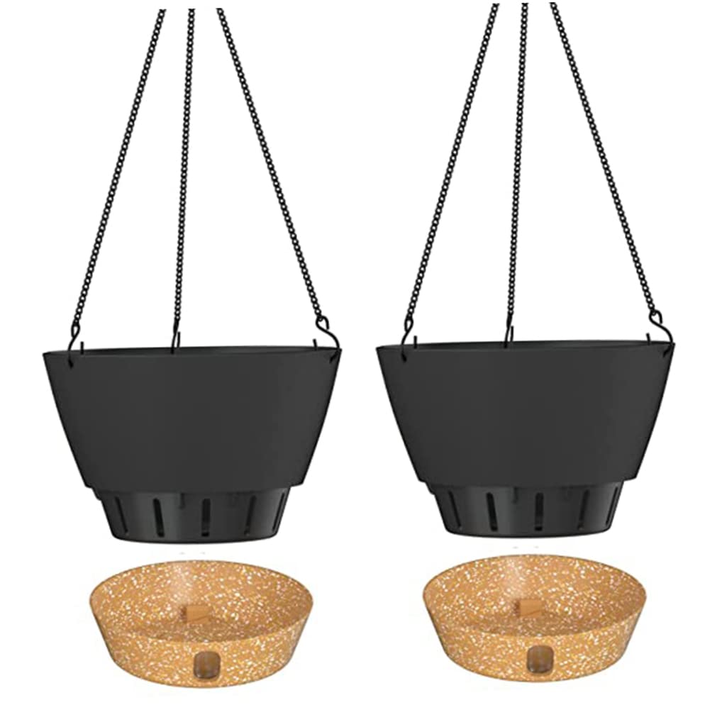 NOPEILVI Self Watering Hanging Planter, Self Watering Hanging Planter Basket Plastic Hanging Flower Pot For Home Garden Decor 2PCS