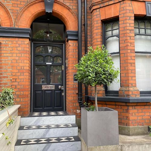 IDEALIST 50cm Large Square Planter for Trees | Grey Reinforced Stone Flower Pot with Drainage Holes L50 W50 H50.5 cm, 92 litres