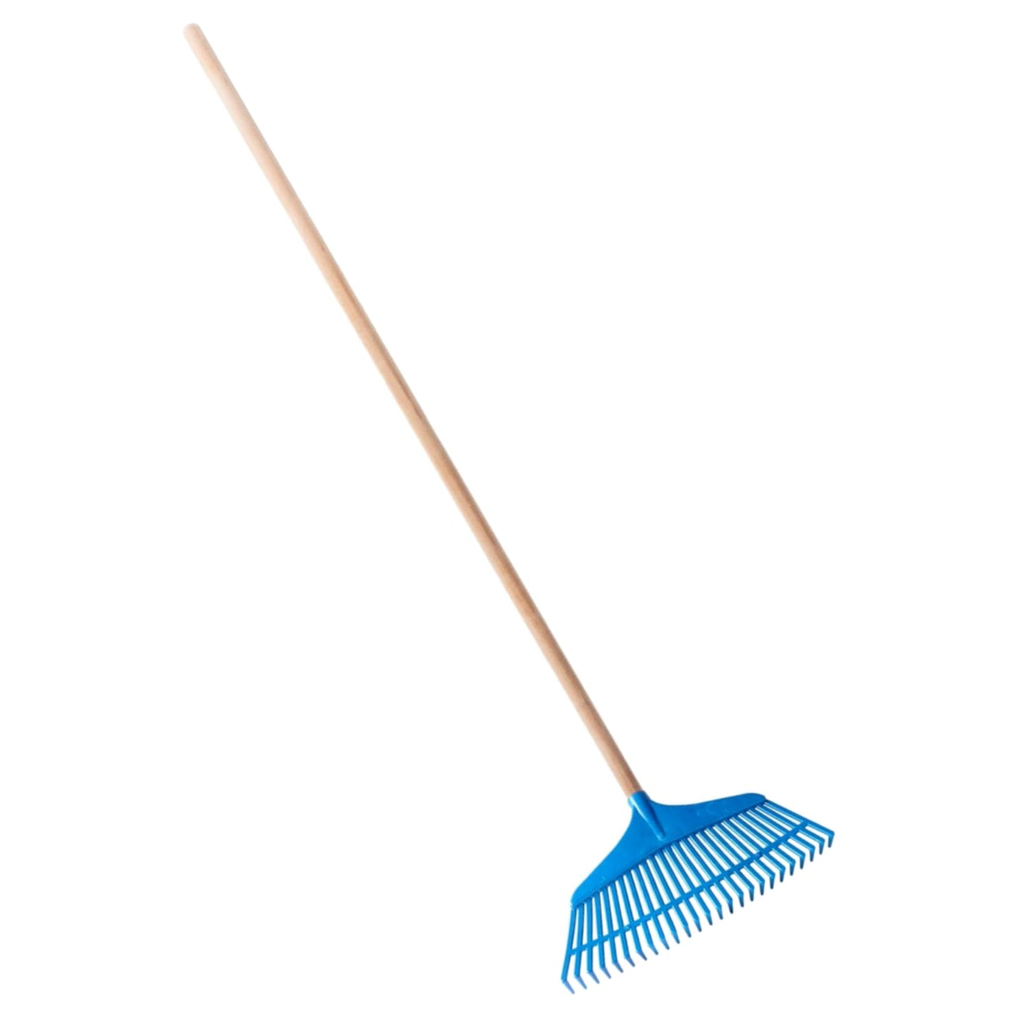 Garden Leaf Rake - 25 Tine Plastic Head & 115 cm Wooden Handle, 39 cm Wide - Lightweight & Durable for Quick Lawn Cleaning, Ideal Universal Gardening Tool for All Seasons