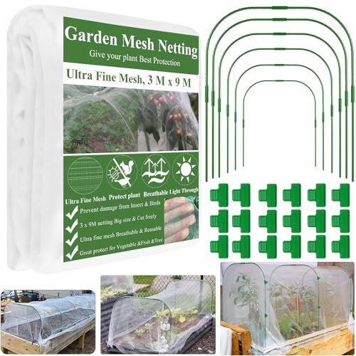 Garden Mesh Netting Kit with Hoops & Clips