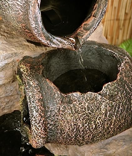 Primrose 77cm Cherika 4 Tier Cascading Oil Jars Water Feature Classic Sandstone Fountain