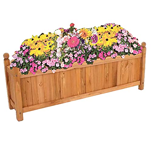Vivo Technologies Extra Large Rectangular Wooden Planters Flower Pots, Outdoor Garden Planter Box Planting Raise Bed Baskets Flowers Plant Pot for Patio, Balcony, Garden,90x20x34cm,Natural