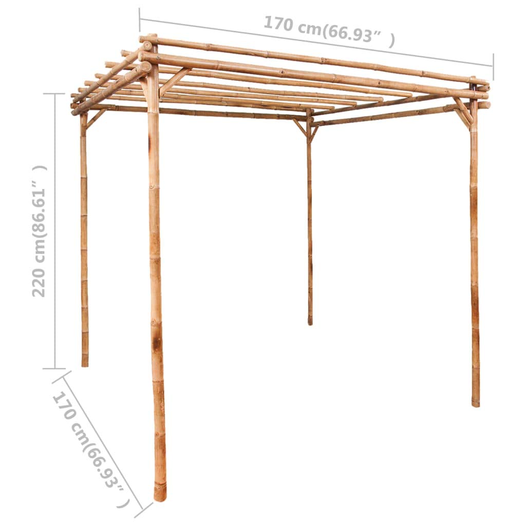 vidaXL- Bamboo Pergola, Durable & Sturdy, Natural Brown, Supports Climbing Plants, Easy Assembly, Decorative for Garden and Outdoor Space, Size: 170x170x220 cm