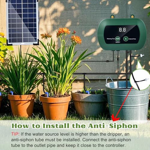 Irrigation System Kit,Solar Drip Irrigation System 20 Drippers,Multiple Combinations of Automatic Watering System with 20M irrigation pipes Self Watering System for Plants,Greenhouse,Garden,Balcony