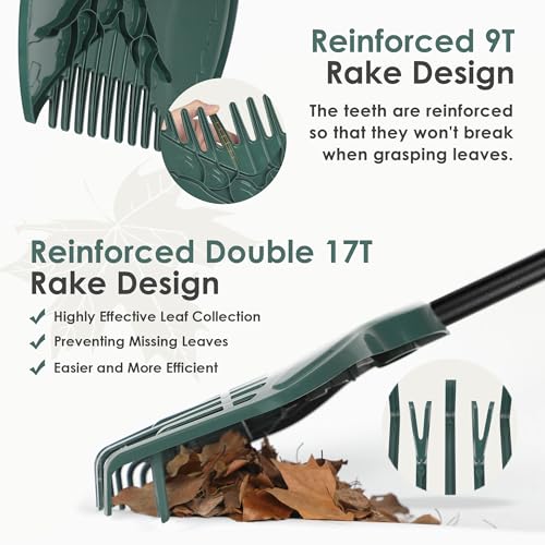 ORIENTOOLS Garden Rake Set, with Lightweight Dual-Tine Rake 160 cm, Leaf Scoop, Gloves, and Garden Bag, for Lawn Care and Leaf Cleanup