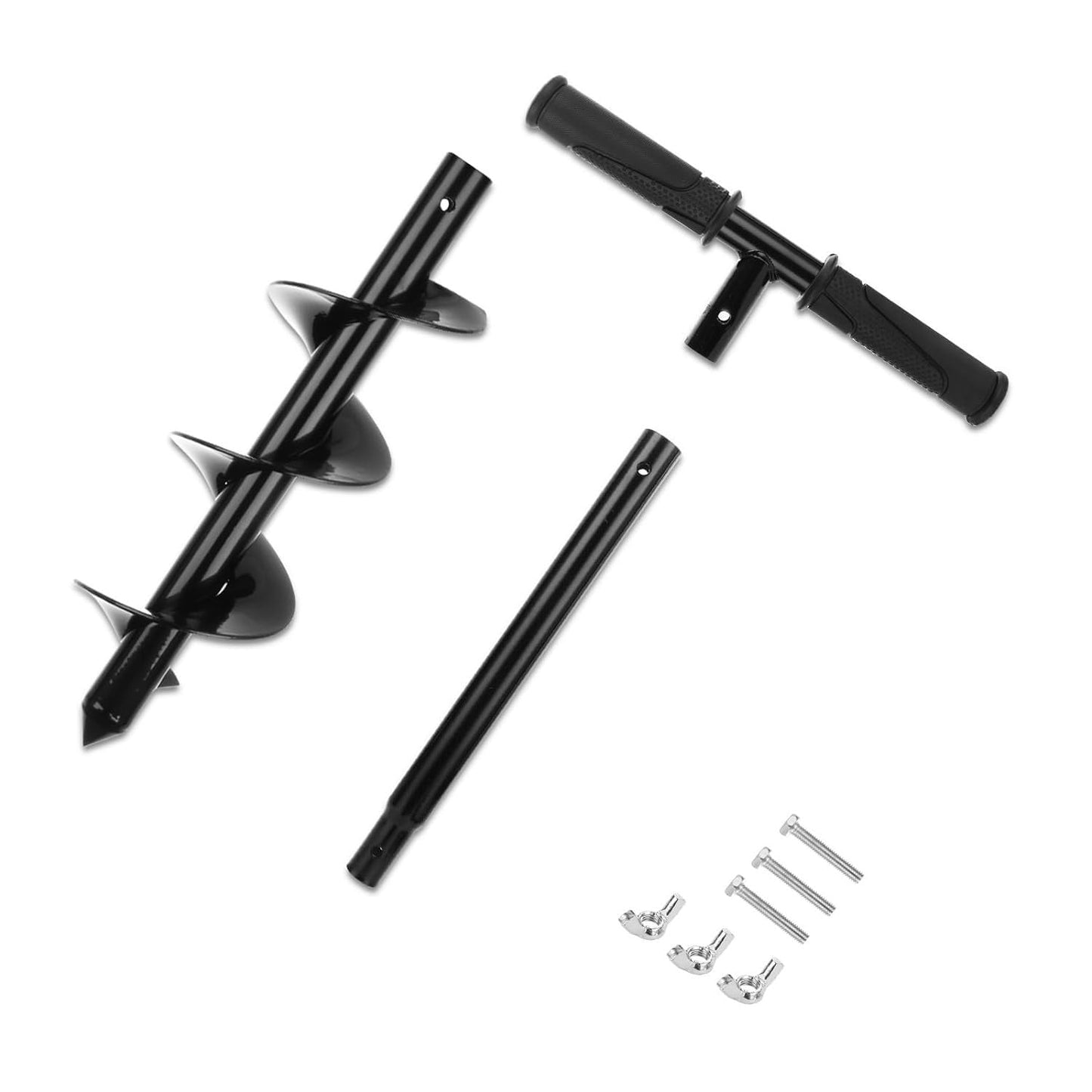 YAYODS Fence Auger Post Hole Digger, 60cm Manual Auger Drill Bit with Non-Slip Handle, Adjustable Length Steel Post Hole Auger, Earth Auger for Planting Bulbs Seedling and Garden Post Holder