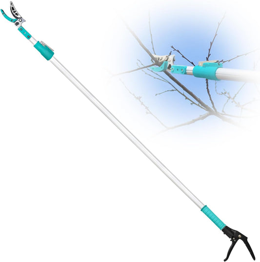 Extendable 181cm-300cm Tree Pruner, Long Handle Tree loppers, Lightweight & Strong Telescopic Pole Pruner with Rotate Head, Smooth Clean Cut, Ideal for Removing High Branches and Fruit Picking