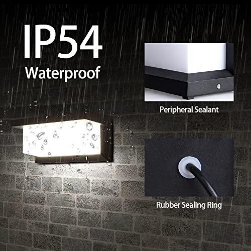 CANMEIJIA Outdoor Wall Lights Front Door Lights, 6500K 18W IP44 Waterproof LED Black Wall Lights Indoor,Aluminium Outside Lights Wall Lamp,Wall Lighting Fixtures Wall Lights for Living Room,Bedrooms