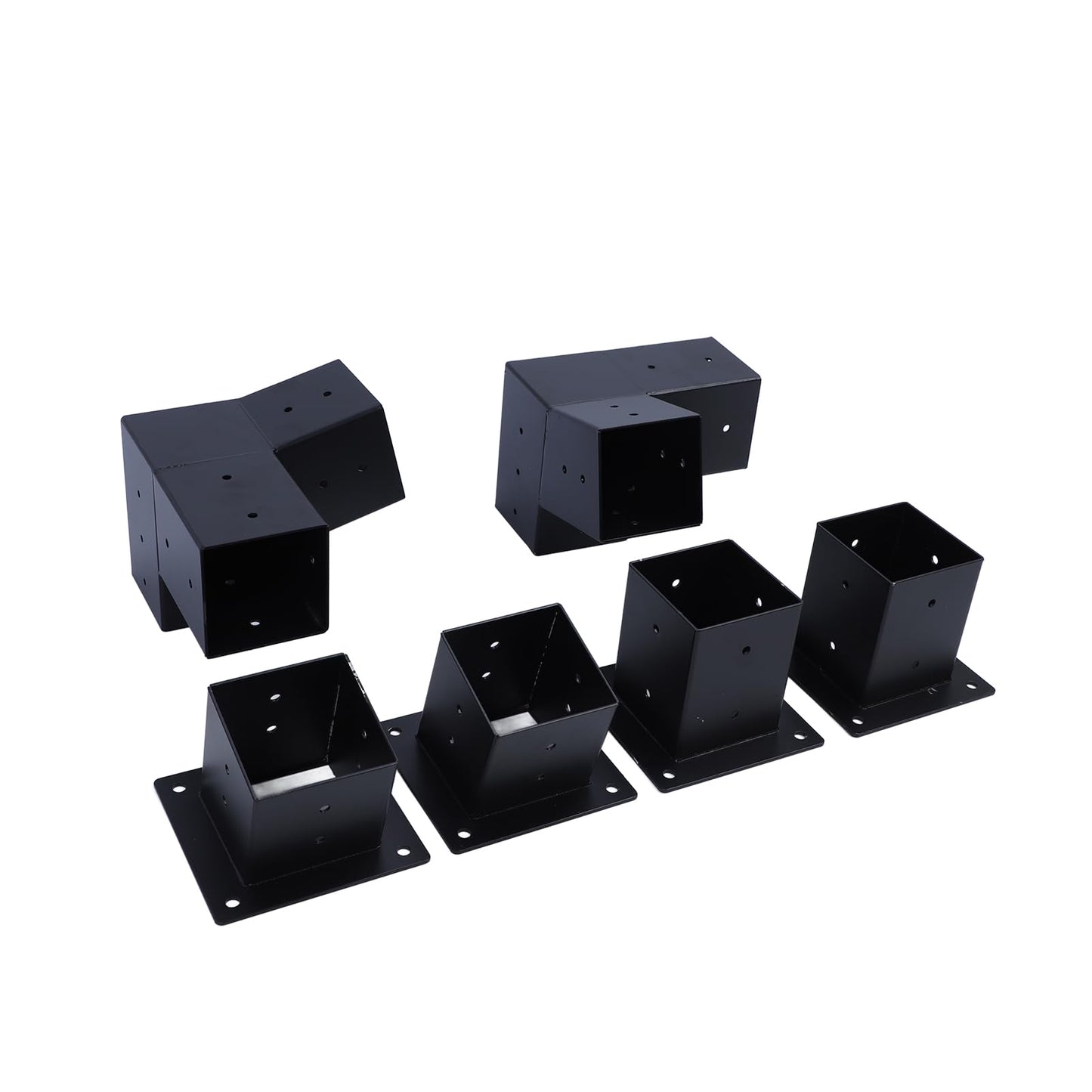 6Pcs Pergola Corner Brackets, Alloy Steel Corner Bracket Base Top Mount 3 Way Bracket DIY Post Base Kit Outdoor Patio Pergola Hardware Kit with Screws for Gazebo Canopies Carports