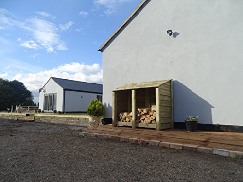 Wooden log store 4ft (W-146cm, H-126cm, D-88cm), natural finish (Without kindling shelf)