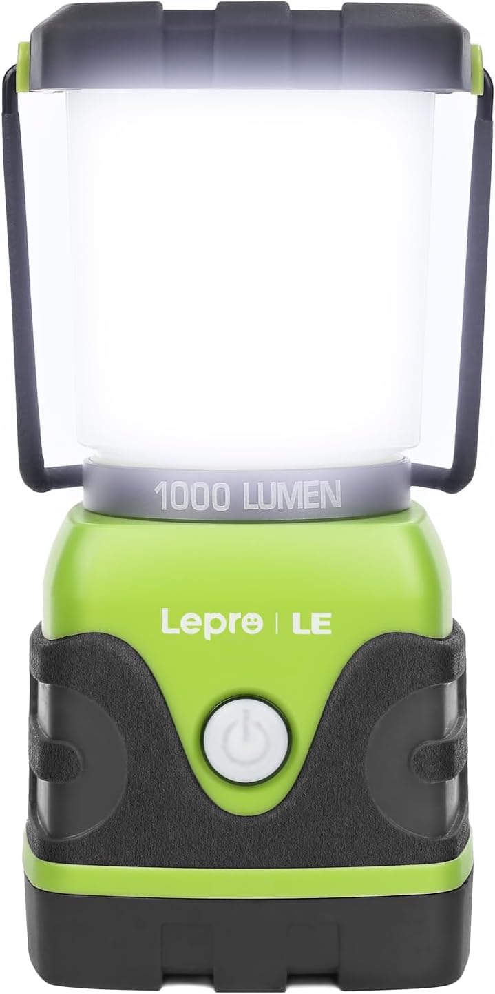 LE Camping Lantern, 1000 Lumen Camping Lights Battery Powered, Dimmable Warm White and Daylight Modes, Battery Lantern for Power Cuts, Emergency Lighting, Suit for Hiking, Fishing, Tents, etc.