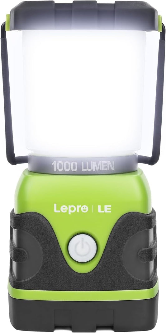 LE Camping Lantern, 1000 Lumen Camping Lights Battery Powered, Dimmable Warm White and Daylight Modes, Battery Lantern for Power Cuts, Emergency Lighting, Suit for Hiking, Fishing, Tents, etc.
