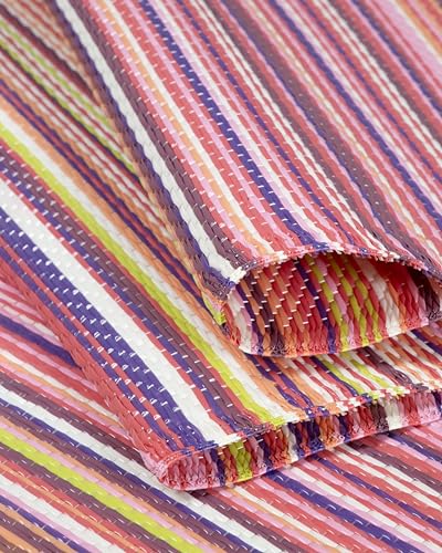 THE RUGS Rainbow Collection Outdoor Rug - Easy to Clean, Waterproof Plastic Outdoor Rugs for Garden, Patio, Balcony, Camping - Vibrant Plastic Straw Rug - Threads Pink, 120x160