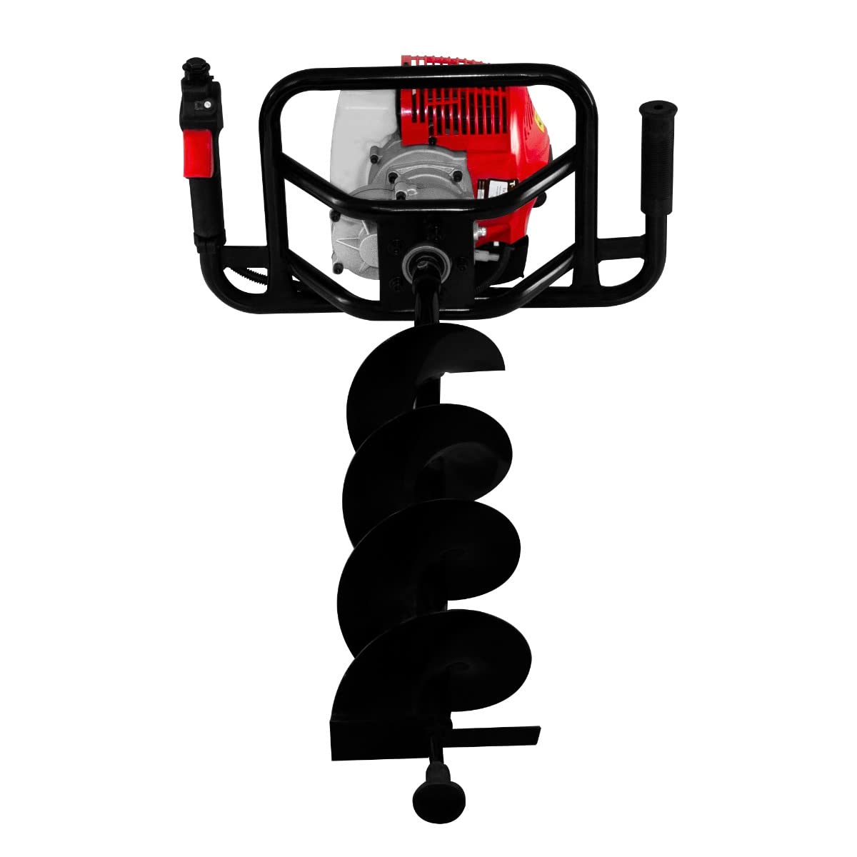 Earth Auger Fence Post Hole Borer Ground 52cc Petrol Spiral Digger 3 Drill Bits Attachments 4 6 8 Inch Extension Pole 80cm 3HP 9000rpm 2 Stroke 1.2L 1.6kw Free Safety Accessories & Tool Kit