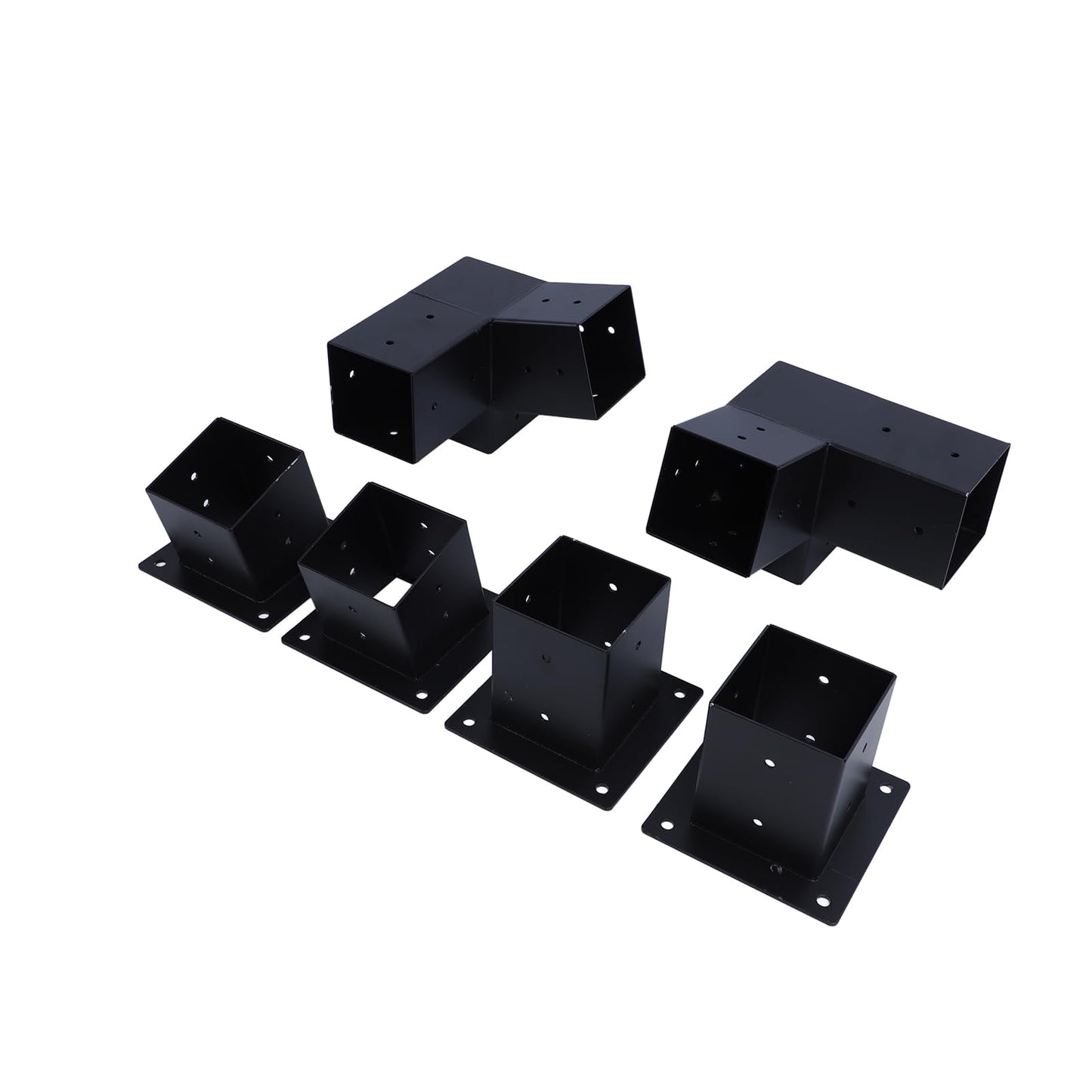 6Pcs Pergola Corner Brackets, Alloy Steel Corner Bracket Base Top Mount 3 Way Bracket DIY Post Base Kit Outdoor Patio Pergola Hardware Kit with Screws for Gazebo Canopies Carports