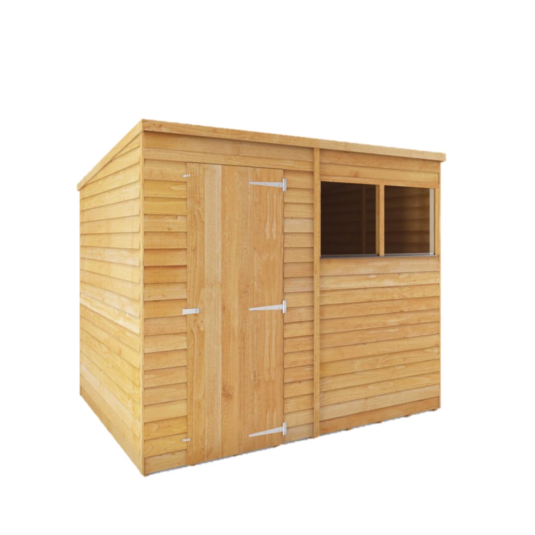 Waltons 8x6 Wooden Garden Shed | Overlap Pent Roof Storage Shed with Window | Durable 8mm Timber Cladding | Outdoor Shed for Tools, Bikes & Garden Equipment | Secure & Weather-Resistant Storage