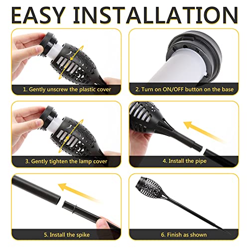 Geemoo 6 Pack Solar Flickering Dancing Flame Lights Waterproof Solar Torch Lights for Outdoor Garden Patio Pathway Yard Driveway Halloween Decorative