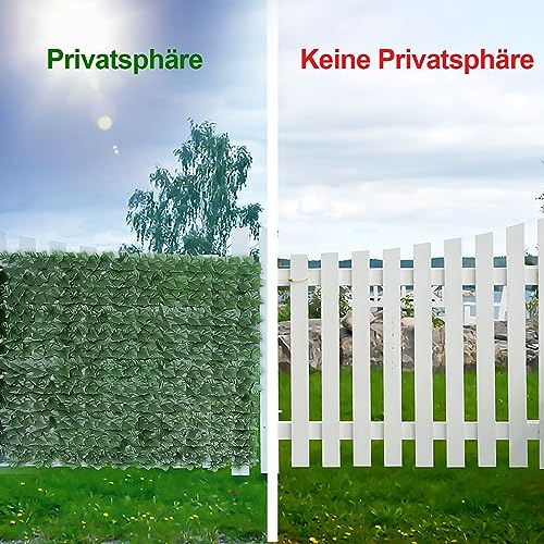 BlueEour Artificial Ivy Privacy Fence Screen, 3m x 1m Evergreen Leaf Decorative Fence, Artificial Ivy Leaf Hedge Fence Screen, UV Fade Protection for Wall Landscaping Balcony Garden Outdoor Decor