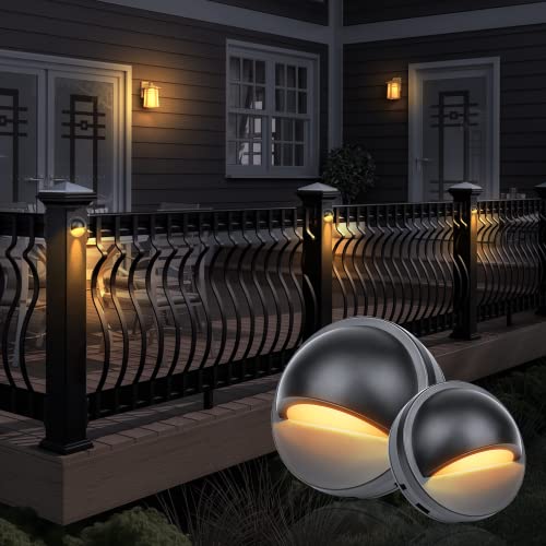 HIBOITEC 6Pcs Low Voltage LED Deck Lights Warm, 2.5W Landscape Step Stair Railing Light with 18 LED Chips, IP67 Waterproof Outdoor Decking Lighting Garden Fence Light 2700K