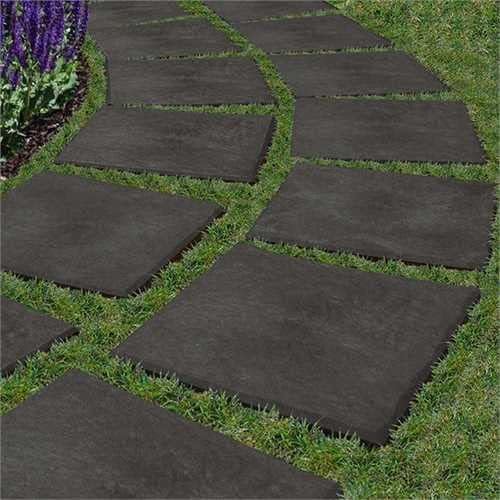 Black Marble Effect 30x30x2.5cm Square Stomp Stone – Pack of 10 Slates - Garden Path/Walkway Tiles– Easy Install - Hard Wearing (10)