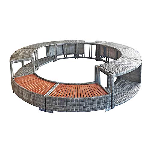 Panana Garden Hot Tub Poly Rattan Spa Surround Wicker Furniture Outdoor Conservatory Patio Mixed Grey