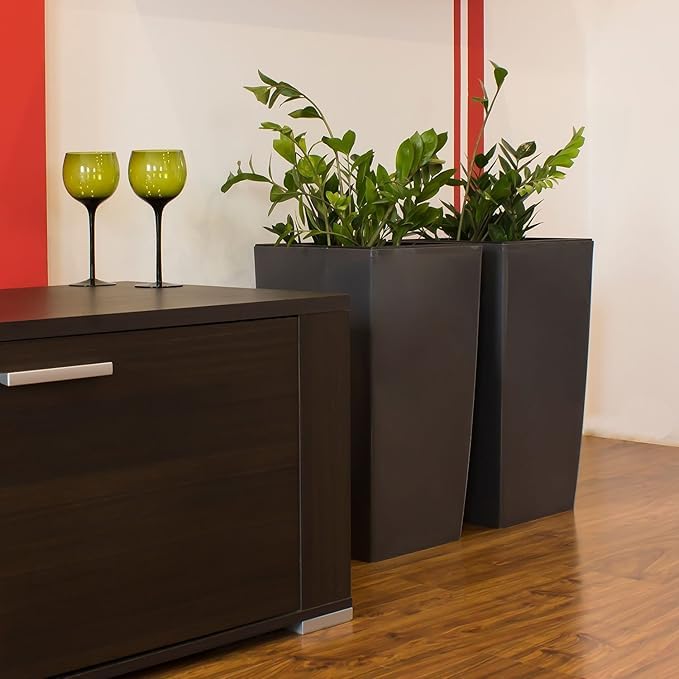 Stolmet Tall Square Planter - Available in Glossy White or Glossy Graphite - Modern Design (Graphite, 30L)