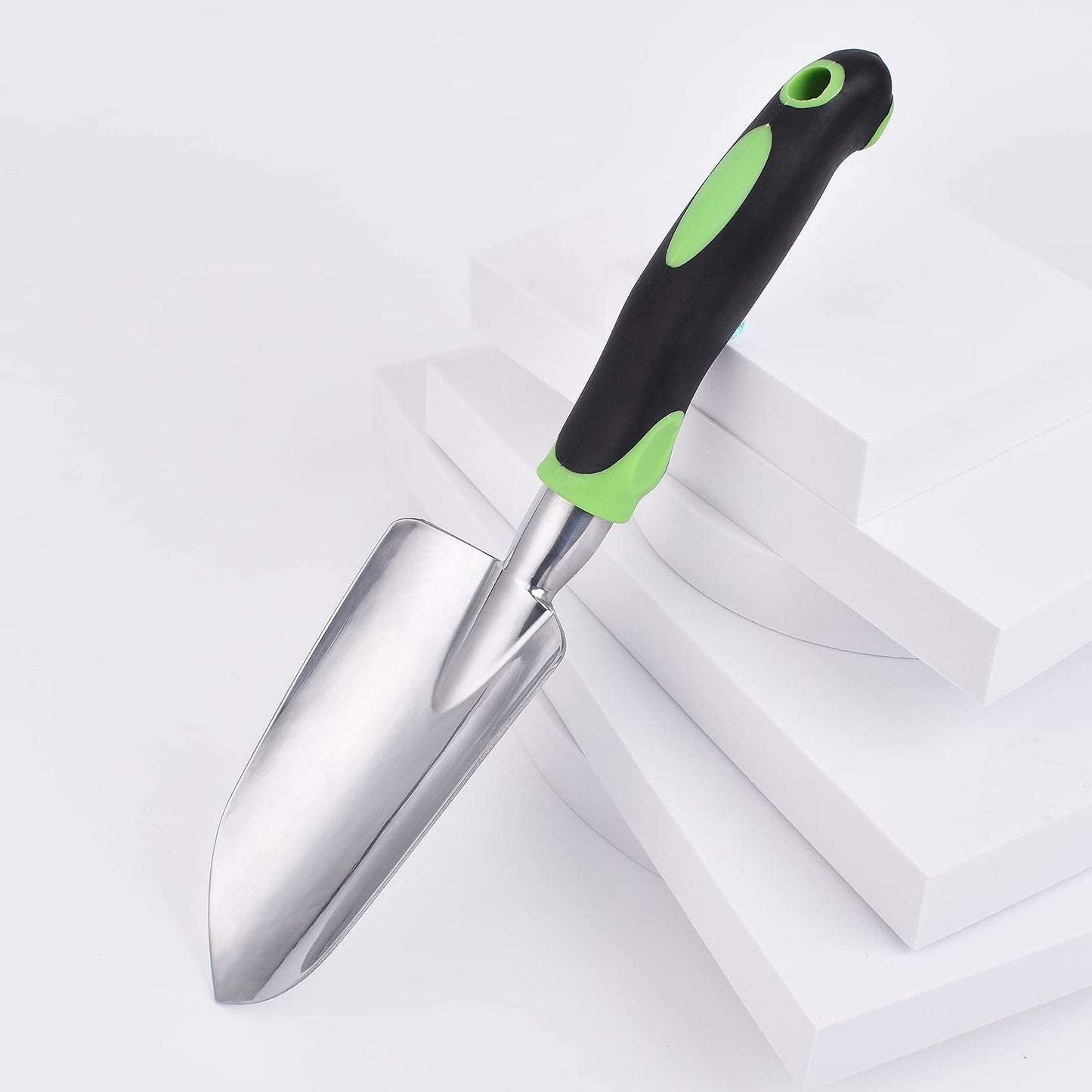 CUNAOUK Garden shovel Trowel, Hand Shovel Soft Rubberized Non-Slip Handle for Transplanting Weeding Moving and Smoothing Digging and Planting (Green)